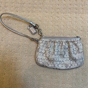 Sparkly Silver Coach Wristlet
